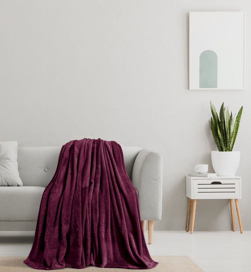 MORANO Viva Soft Throw Blanket | Single Size 150x220 cm | Lightweight 250 gsm | Color - Plum Violet | Ideal for Beds, Sofa or Travel - Image 1
