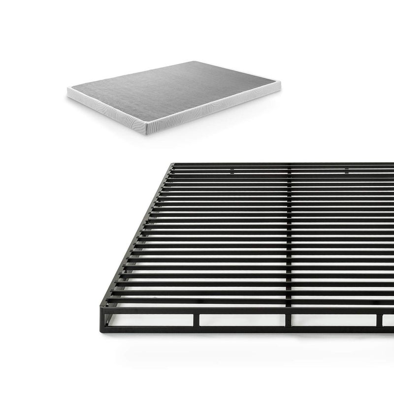 ZINUS Quick Lock Metal Smart Box Spring 4 Inch Mattress Foundation Strong Metal Structure Easy Assembly Queen White Hassle Headache Free
