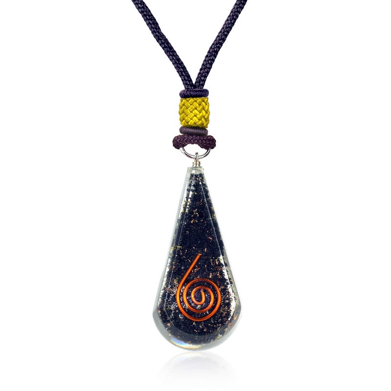 Emotional Body Purification Black Tourmaline Orgone Crystal Tear Drop pendant for Strengthen Immune System Swallows Negative Energy Positivity