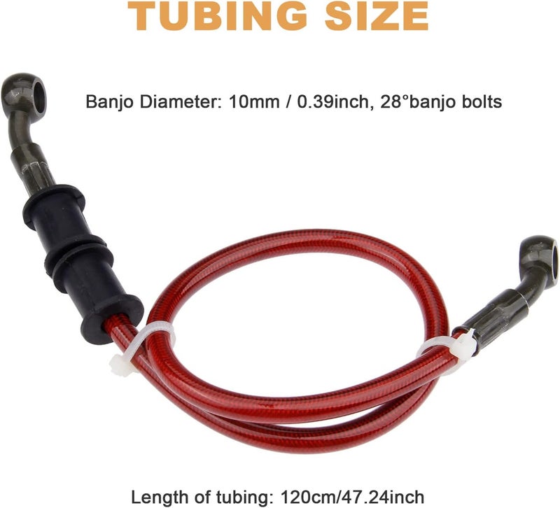 Mtsooning 120cm Motorcycle Brake Clutch Line, Universal Hydraulic Oil Pipe, Rotatable Front & Rear Gas Hose Banjo Bolt Replacement for Dirt Bike ATV Moped Scooter - Image 2