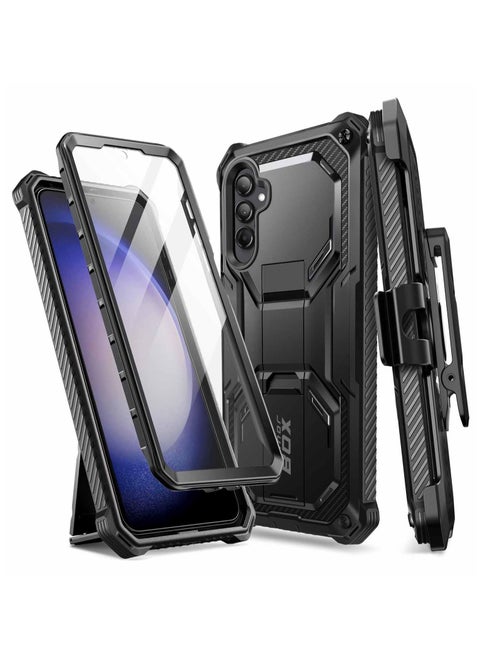 Armorbox Designed For Samsung Galaxy S23 Fe Case With Kickstand And Belt Clip Full Body Rugged Bumper Case With Built In Screen Protector Black