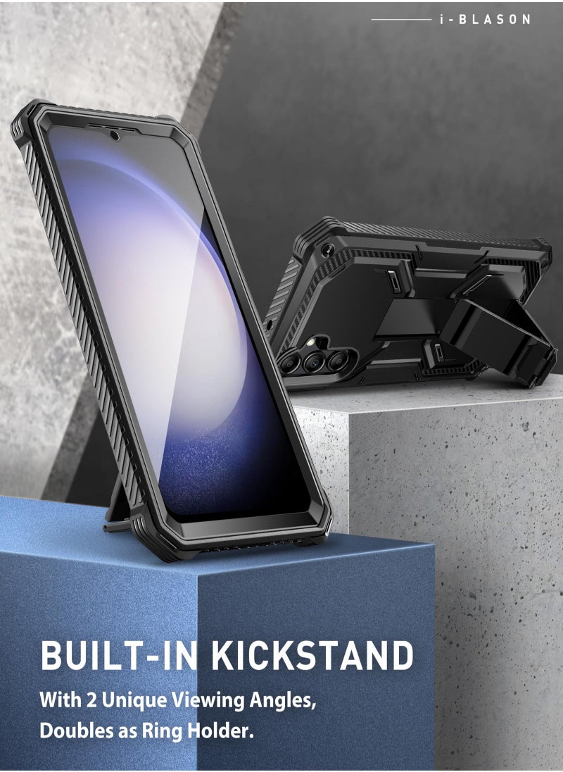 Armorbox Designed For Samsung Galaxy S23 Fe Case With Kickstand And Belt Clip Full Body Rugged Bumper Case With Built In Screen Protector Black