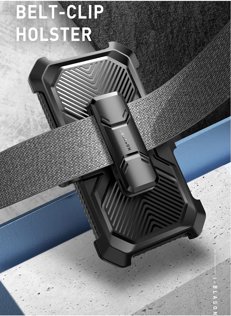 Armorbox Designed For Samsung Galaxy S23 Fe Case With Kickstand And Belt Clip Full Body Rugged Bumper Case With Built In Screen Protector Black