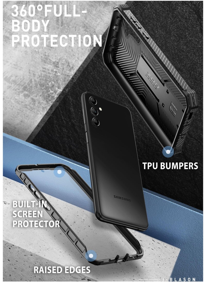 Armorbox Designed For Samsung Galaxy S23 Fe Case With Kickstand And Belt Clip Full Body Rugged Bumper Case With Built In Screen Protector Black