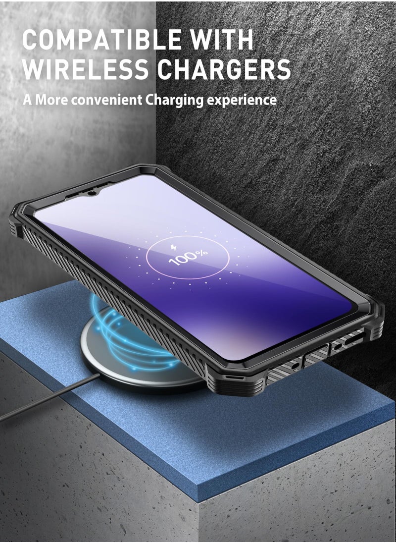 Armorbox Designed For Samsung Galaxy S23 Fe Case With Kickstand And Belt Clip Full Body Rugged Bumper Case With Built In Screen Protector Black