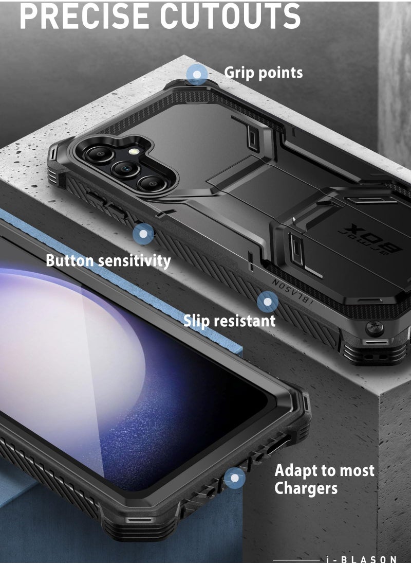 Armorbox Designed For Samsung Galaxy S23 Fe Case With Kickstand And Belt Clip Full Body Rugged Bumper Case With Built In Screen Protector Black