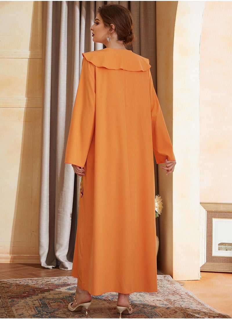 ShineShe - Jalabiya Orange Embroidered Robe, Shineshe Abaya - Image 1