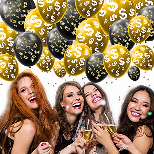 The DaPai 20pcs Money Dollar Currency Symbol Signs Latex Balloons Dollar Bill Party Balloons for Money Theme Party Birthday Las Vegas Casino Party Wedding Bachelorette Retirement Anniversary Graduation - Image 2