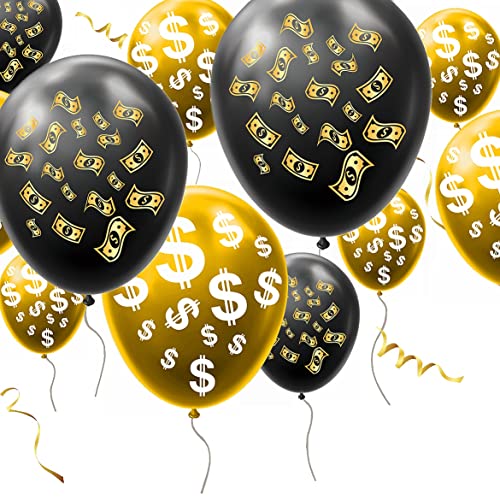 The DaPai 20pcs Money Dollar Currency Symbol Signs Latex Balloons Dollar Bill Party Balloons for Money Theme Party Birthday Las Vegas Casino Party Wedding Bachelorette Retirement Anniversary Graduation - Image 4