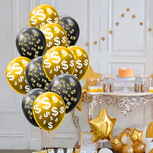 The DaPai 20pcs Money Dollar Currency Symbol Signs Latex Balloons Dollar Bill Party Balloons for Money Theme Party Birthday Las Vegas Casino Party Wedding Bachelorette Retirement Anniversary Graduation - Image 3