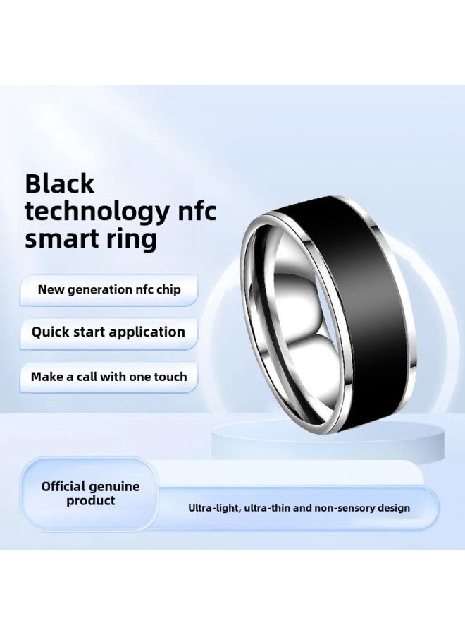 NFC Ring Light Kinetic Energy Multifunctional Android Temperature Magic Ring TikTok Internet Celebrity Smart Fashion Ins-Colour:Nfc Smart Silver Size 11 Finger Circumference 64.6mm - Image 1