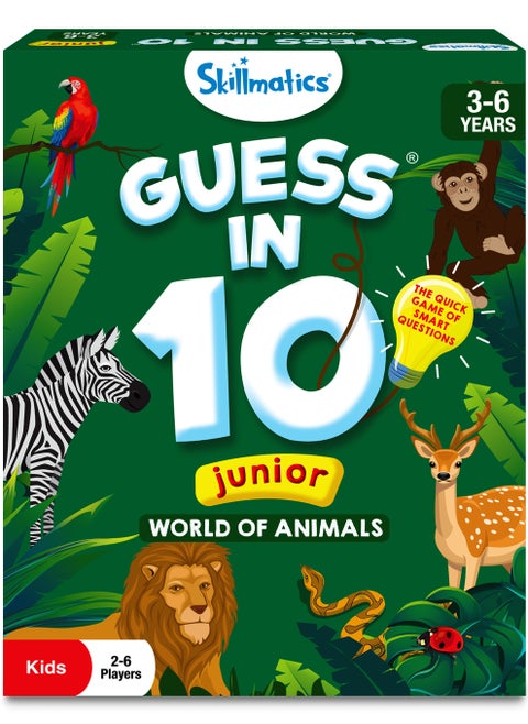Guess in 10 Junior World of Animals, Card Game for Kids, Boys, Girls, and Families Who Love Educational Toys, Travel Friendly, Gifts for Ages 3, 4, 5, 6