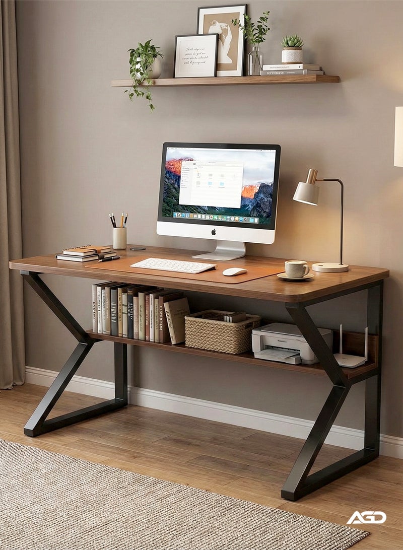 AGD Ergonomic Computer Desk with Power Outlet brown - Image 4