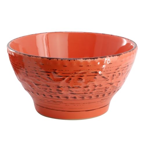 Elama Malibu Jasper 16-Piece Stoneware Embossed Pattern Reactive Glaze Orange Dinnerware Set, Tableware, Serveware Set (Jasper Orange) - Image 4