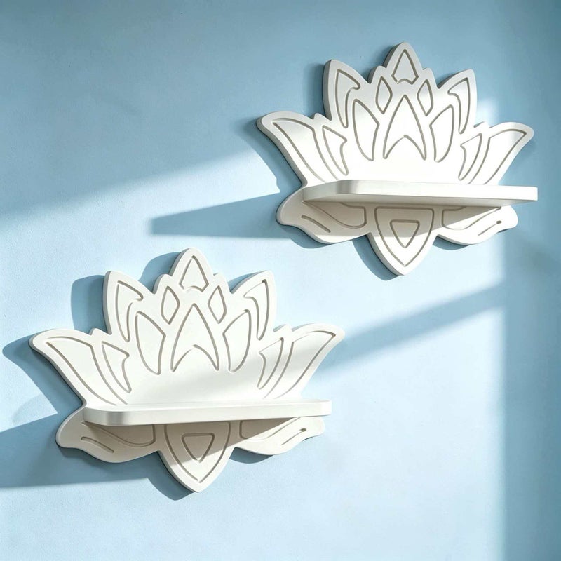Lotus Wooden Wall Shelf - Image 4