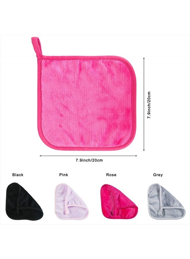 PINOWU [4 Pack] Microfiber Fleece Makeup Remover Cloths (8x8 inch) for Face, Ultra Soft Chemical Free Reusable Facial Cleaning Towel for All Skin Types - Image 2