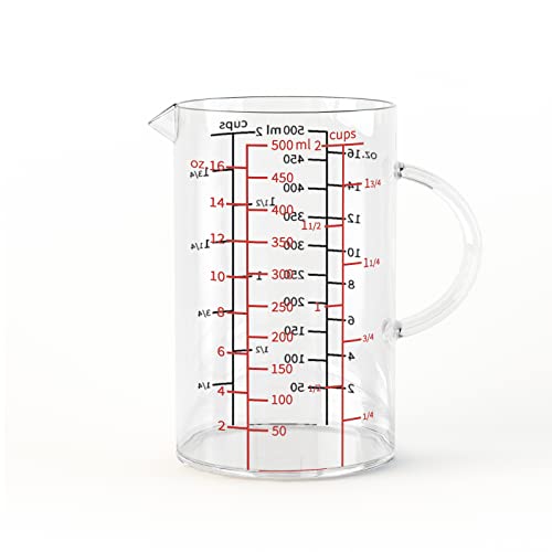 77L Glass Measuring Cup DoubleSided Measuring Scale Insulated handle VShaped Spout High Borosilicate Glass Measuring Cup for Kitchen or Restaurant Easy To Read 1000 ML 1 Liter 4 Cup