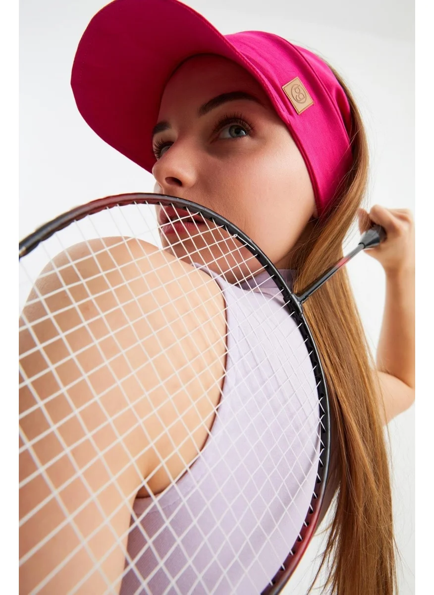 Butikgiz Pink - Fuchsia UV Protected Folding Open Top Soft Brim 100% Cotton Combed Tennis Visor Hat Set of 2