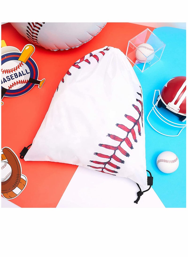 KASTWAVE Drawstring Backpack, Baseball Drawstring Bag, Baseball Drawstring Party Favor Bags, for Your Gym Class and Sports Teams 12 Pieces (White) - Image 4