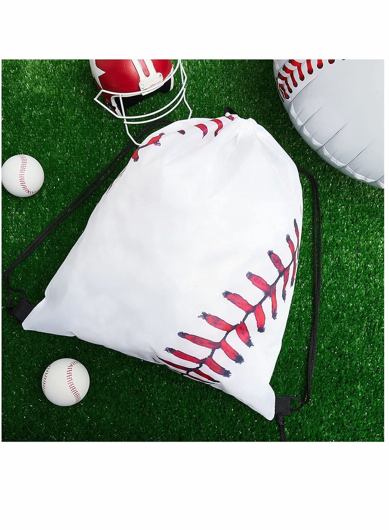 KASTWAVE Drawstring Backpack, Baseball Drawstring Bag, Baseball Drawstring Party Favor Bags, for Your Gym Class and Sports Teams 12 Pieces (White) - Image 5