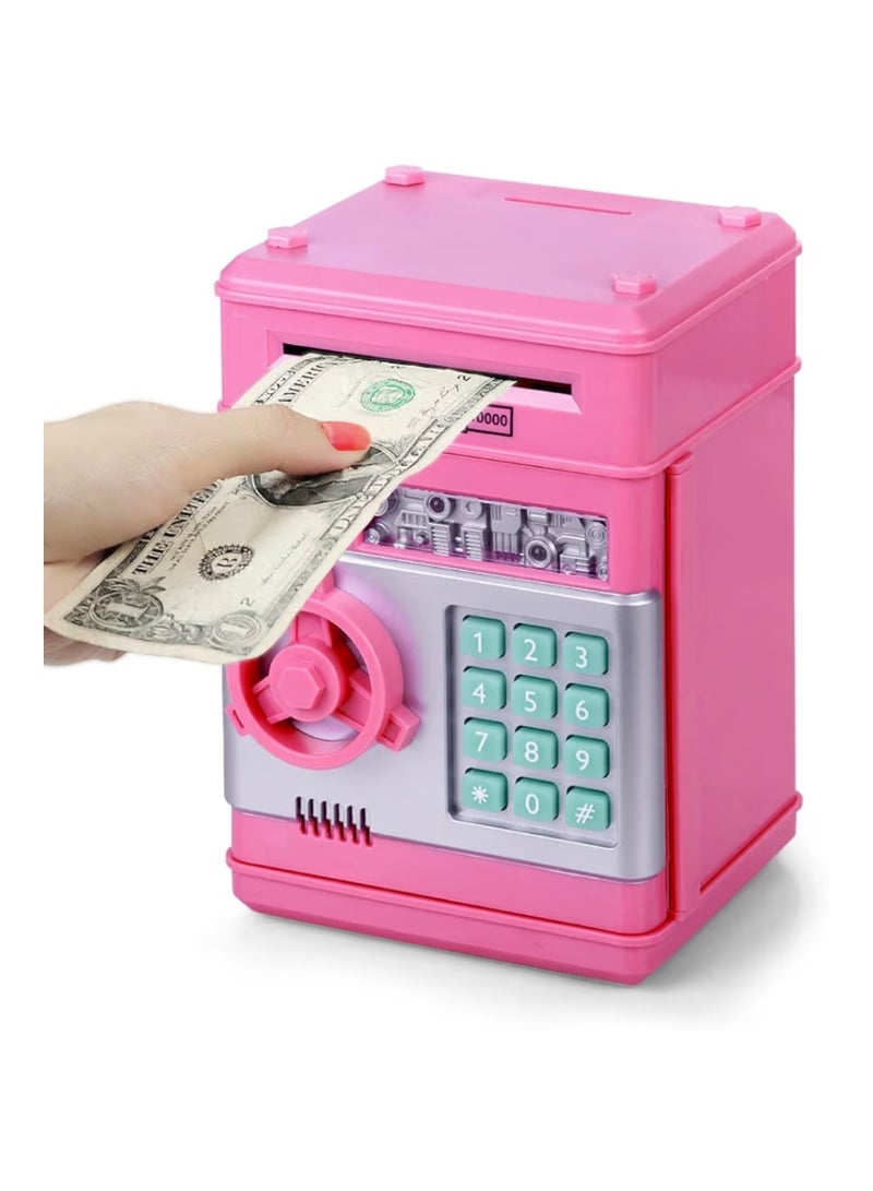 Refasy Piggy Bank for Girls & Boys, 4-11 Years - Electronic ATM Money Bank for Kids & Adults, Safe Coin Bank Toy, Pink - Image 1
