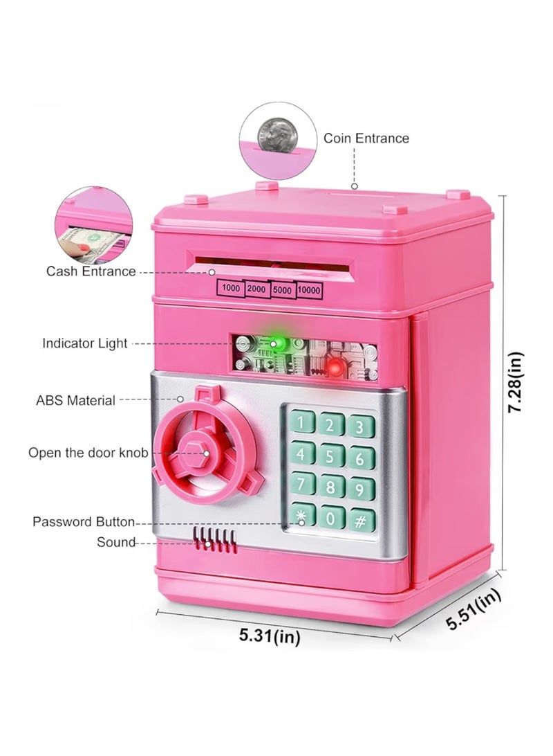 Refasy Piggy Bank for Girls & Boys, 4-11 Years - Electronic ATM Money Bank for Kids & Adults, Safe Coin Bank Toy, Pink - Image 3