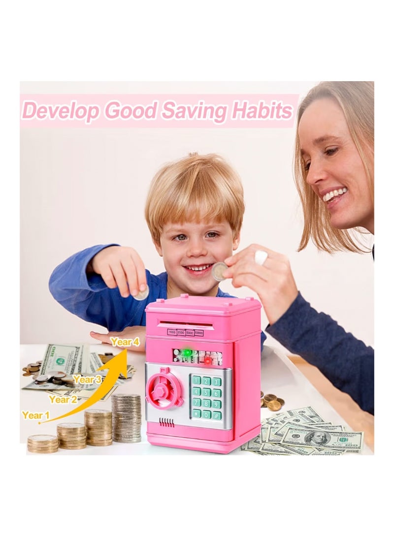 Refasy Piggy Bank for Girls & Boys, 4-11 Years - Electronic ATM Money Bank for Kids & Adults, Safe Coin Bank Toy, Pink - Image 2