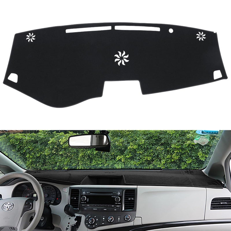 HanLanKa Dashboard Cover Fit for Toyota Sienna 2011 2012 2013 2014 Dash Cover MatPremium CarpetBlack