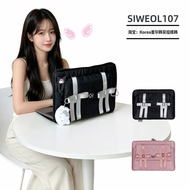 حقيبة لابتوب SIWEOL107 بتصميم فيونكة قطنية 13-16 بوصة - Image 1
