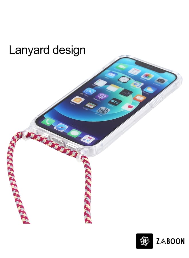 Zaboon Protective Case Cover For iPhone 14 Pro Transparent Acrylic Airbag Shockproof Phone Protective Case with Lanyard - Image 3