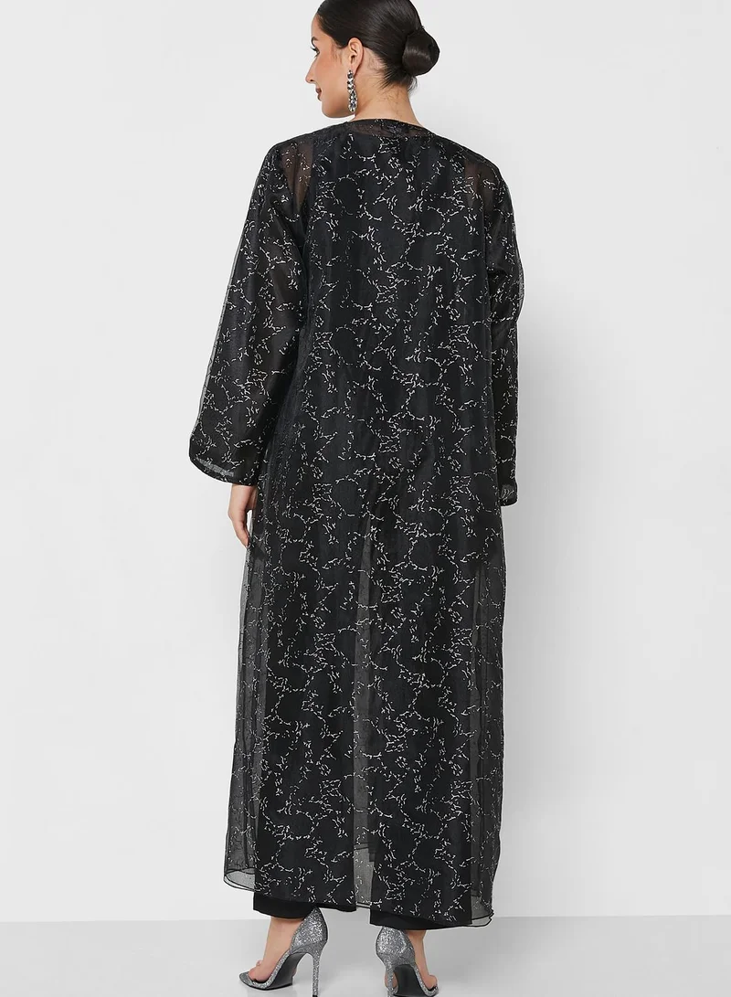 Khizana Textured Shimmer Abaya With Sheila