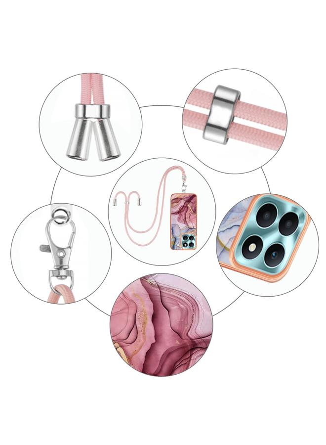 S-TOP Case For Honor X6a Electroplating Marble Dual-side IMD Phone Case with Lanyard - Image 5