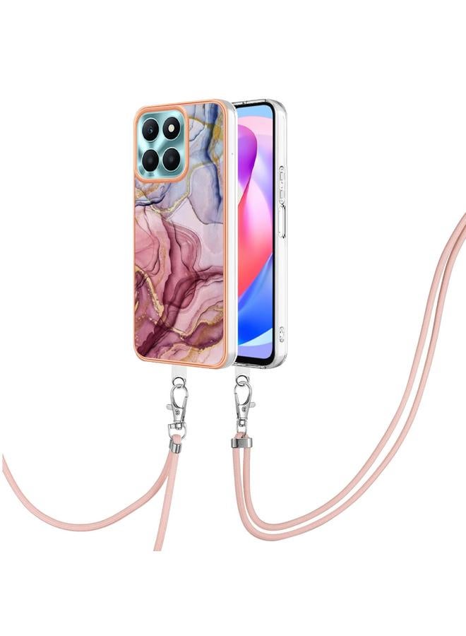 S-TOP Case For Honor X6a Electroplating Marble Dual-side IMD Phone Case with Lanyard - Image 1