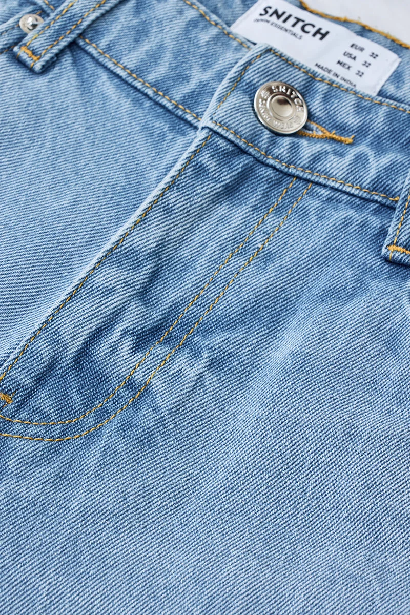 SNITCH Blue Relaxed Fit Distressed Jeans for Men | Best Price UAE