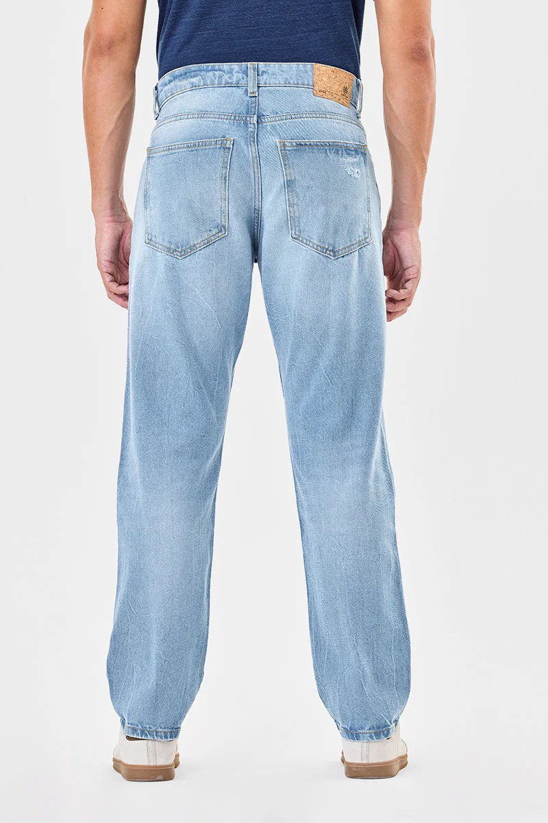 SNITCH Blue Relaxed Fit Distressed Jeans for Men | Best Price UAE
