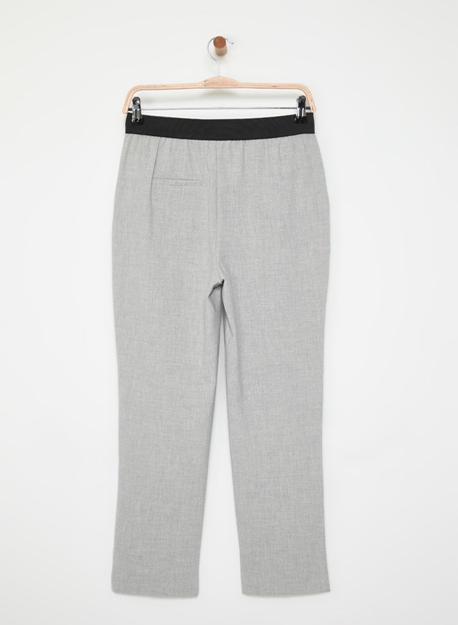 trendyol Grey High Waist Elasticated Cigarette Skinny Leg Woven Trousers - Image 3