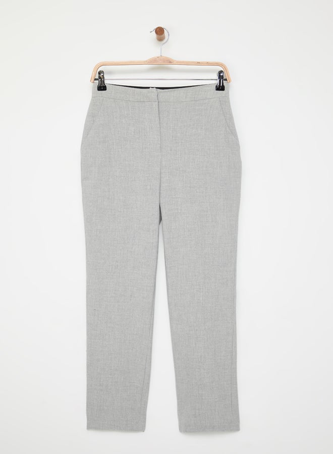 trendyol Grey High Waist Elasticated Cigarette Skinny Leg Woven Trousers - Image 2
