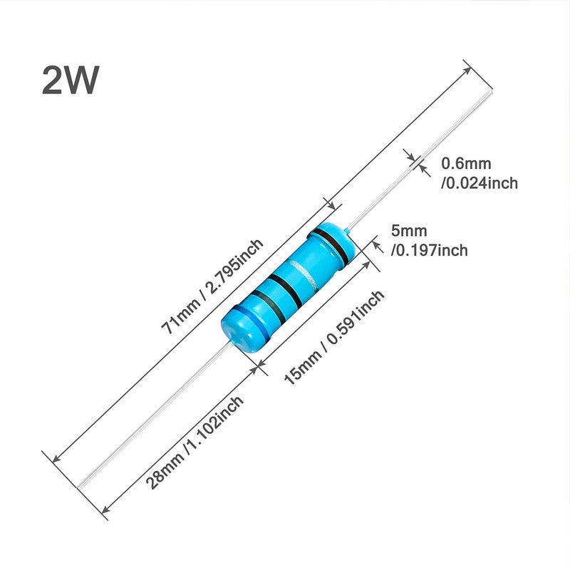 CHANZON 30pcs 2W 10 Ω ohm Metal Film Fixed Resistor 0.01 ±1% Tolerance 10R MF Through Hole Resistors Current Limiting Rohs Certificated - Image 2