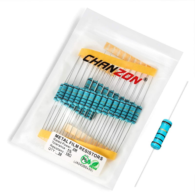 CHANZON 30pcs 2W 10 Ω ohm Metal Film Fixed Resistor 0.01 ±1% Tolerance 10R MF Through Hole Resistors Current Limiting Rohs Certificated - Image 5