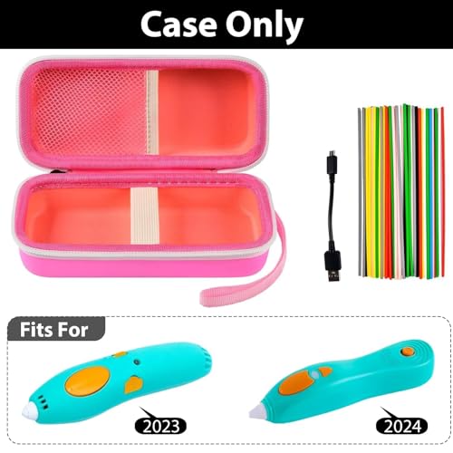 GWCASE Case Compatible with 3Doodler Start+ Essentials (2024 2023) 3D Printing Pen for Kids, Travel Organizer Carryer for Filament Refill Packs, Micro-USB Charger (Box Only)-Pink - Image 2