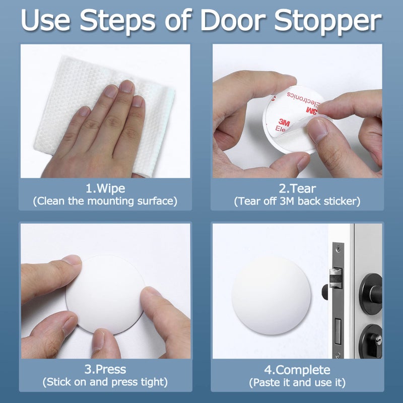 XoYoZo Door Stoppers Wall Protector Buffer Guard Doorknob Door Handle Bumper Self Adhesive Silencer Soft Rubber Crash Pad for Home Office - Image 3