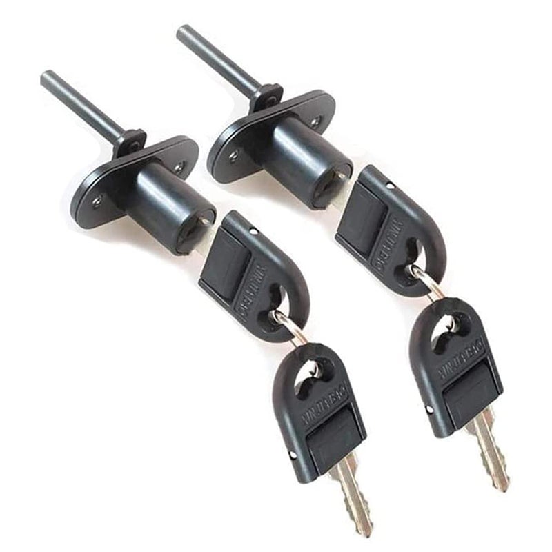 Howdia 2 Pcs - Drawer Lock Cabinet Locks With Keys Zinc Alloy Desk Locks File Cabinet Lock For Wardrobe Furniture Locker Showcase With 2 Key 16Mm (Black)