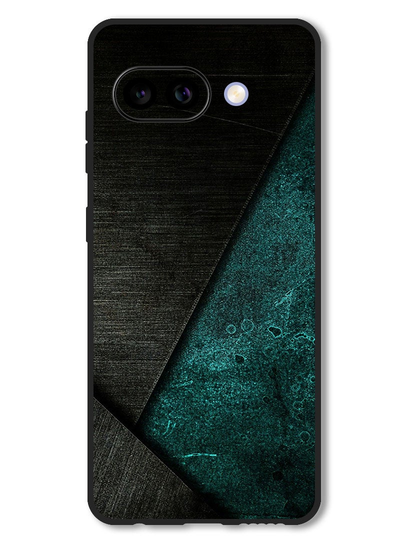 Theodor Case Compatible with Google Pixel 9A Protection Shockproof Bumper Cover Black Dark Green Pattern - Image 1