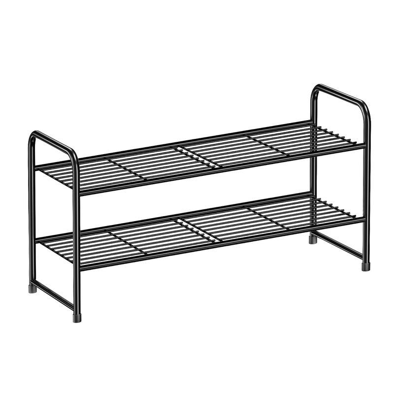 MWQ 2 Tier 27â€œ wide Shoe Rack Organizer for Closet, Metal Wire, Stackble, Black - Image 1