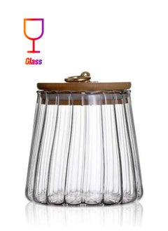 Glass Jars with Airtight Bamboo Lids, Glass Kitchen Canisters Clear Container For Food Storage of Dry Goods, Cookie, Candy, Spices, Coffee Beans and More