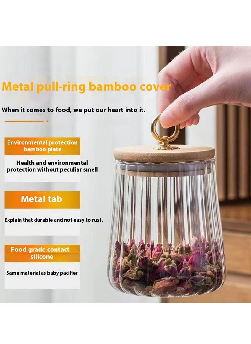 Bluejw - Glass Jars with Airtight Bamboo Lids, Glass Kitchen Canisters Clear Container For Food Storage of Dry Goods, Cookie, Candy, Spices, Coffee Beans and More - Image 1