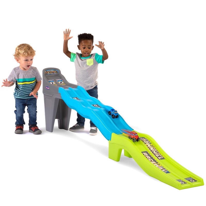 Simplay3 Fast Track Downhill Raceway Dual Racetrack for Kids Cars for Toddlers 2 Toy Race Cars Included Made in USA - Image 3
