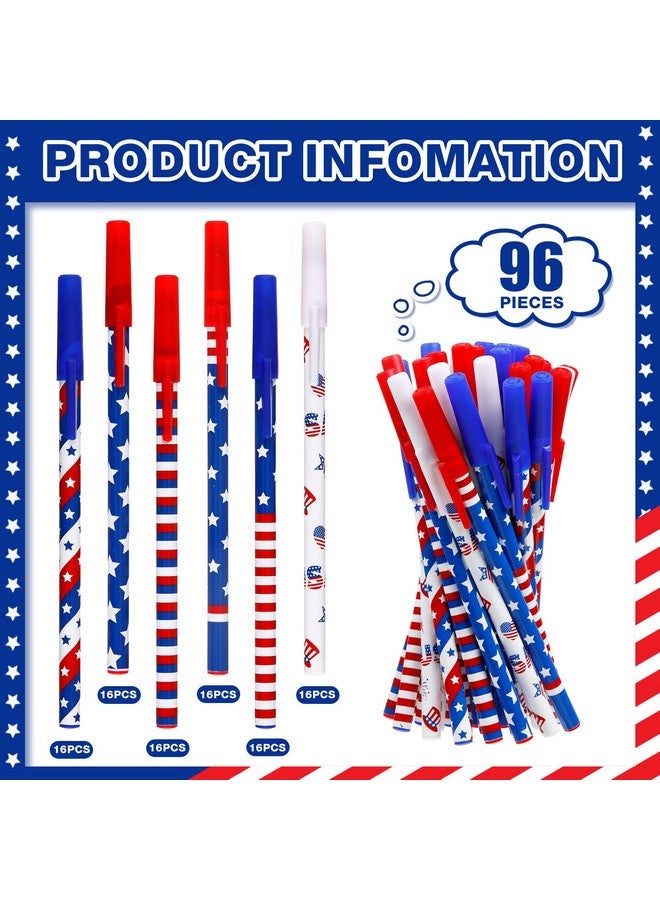 Eaasty American Flag Pens Bulk Patriotic Usa Gel Ink Pen Independence Day Pen Stars Stripes Ballpoint Pens For Home Office Supplies 4Th Of July Usa Souvenirs Gifts(96 Pcs) - Image 3