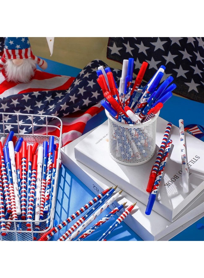 Eaasty American Flag Pens Bulk Patriotic Usa Gel Ink Pen Independence Day Pen Stars Stripes Ballpoint Pens For Home Office Supplies 4Th Of July Usa Souvenirs Gifts(96 Pcs) - Image 4