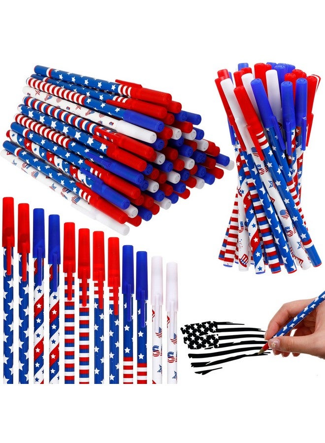 Eaasty American Flag Pens Bulk Patriotic Usa Gel Ink Pen Independence Day Pen Stars Stripes Ballpoint Pens For Home Office Supplies 4Th Of July Usa Souvenirs Gifts(96 Pcs) - Image 1